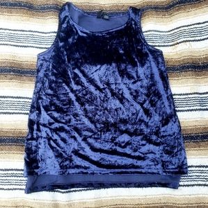 Cynthia Rowley Blue velvet look Sleeveless Top Blouse